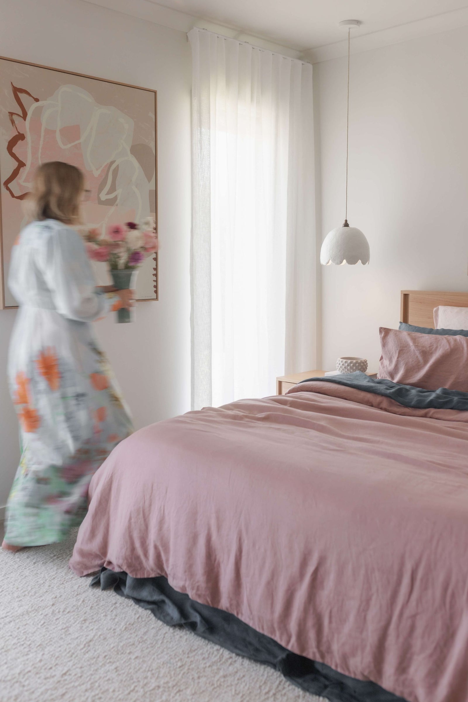 Scalloped Pendant Light - White - Tall Medium