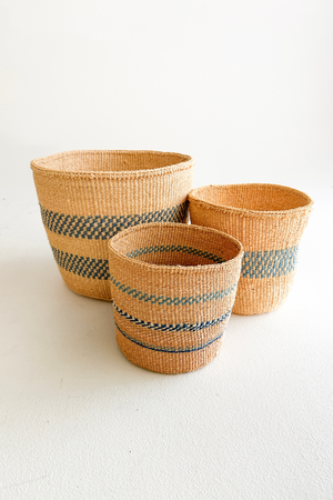 Woven Sisal Storage Basket - Blues - SALE