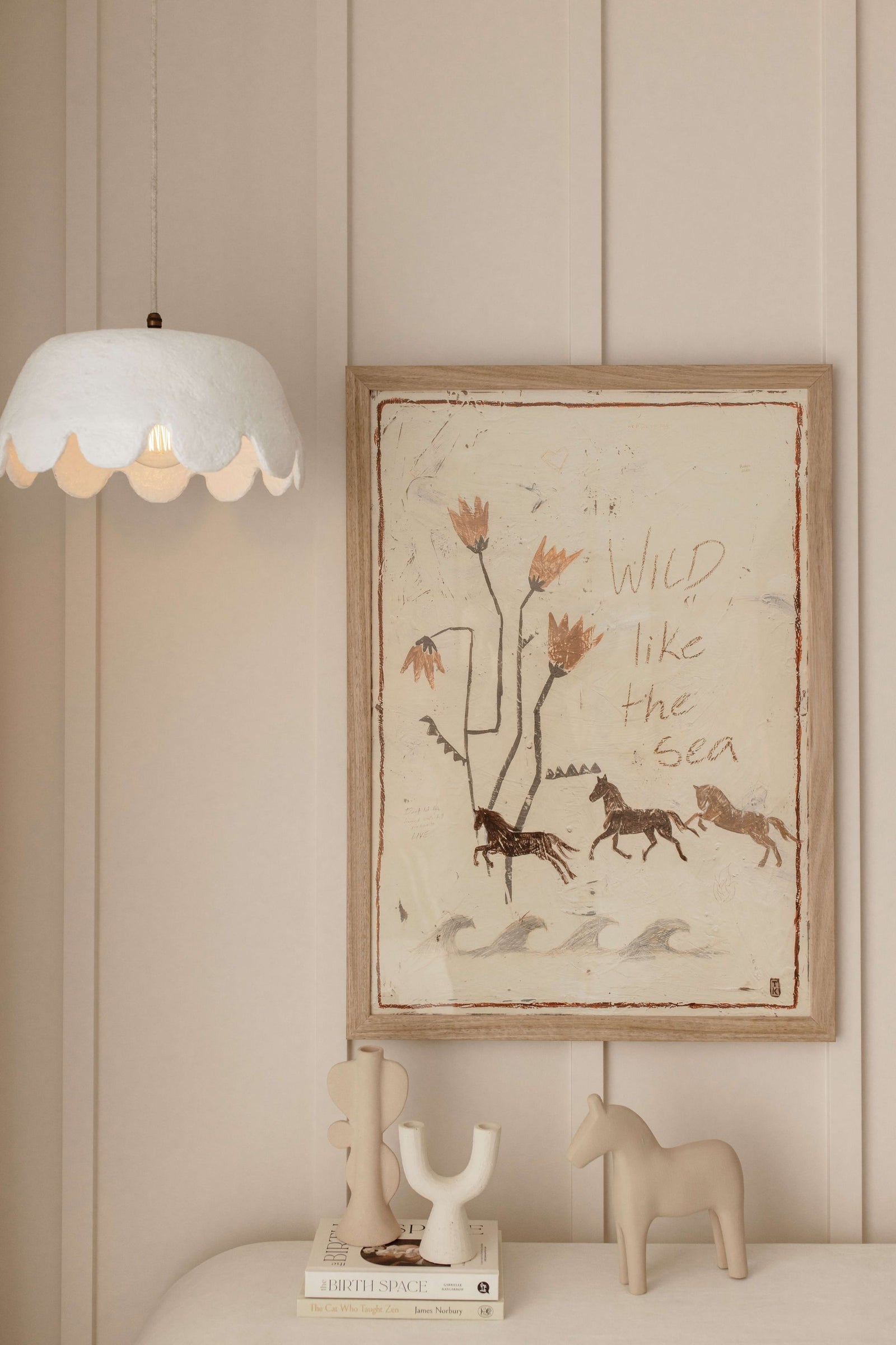 Scalloped Pendant Light - White - Medium