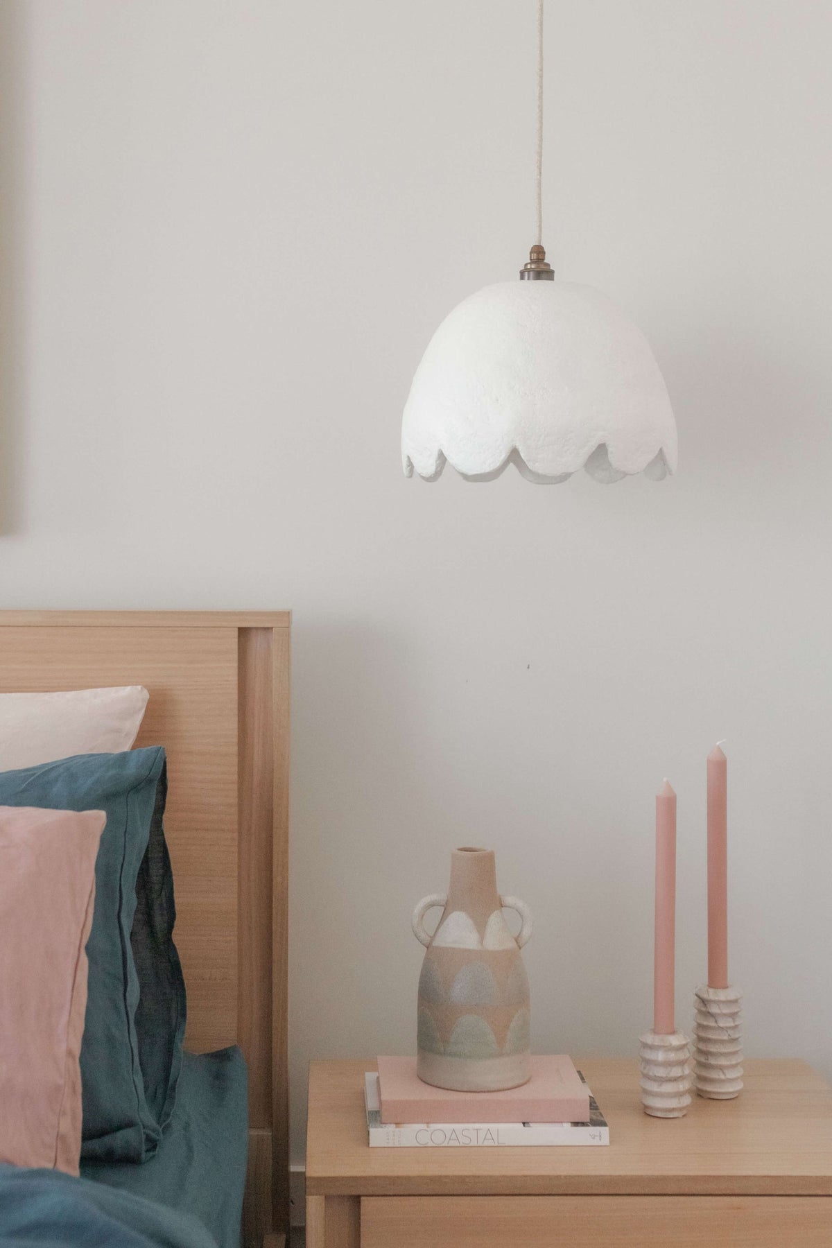 Scalloped Pendant Light - White - Tall Medium