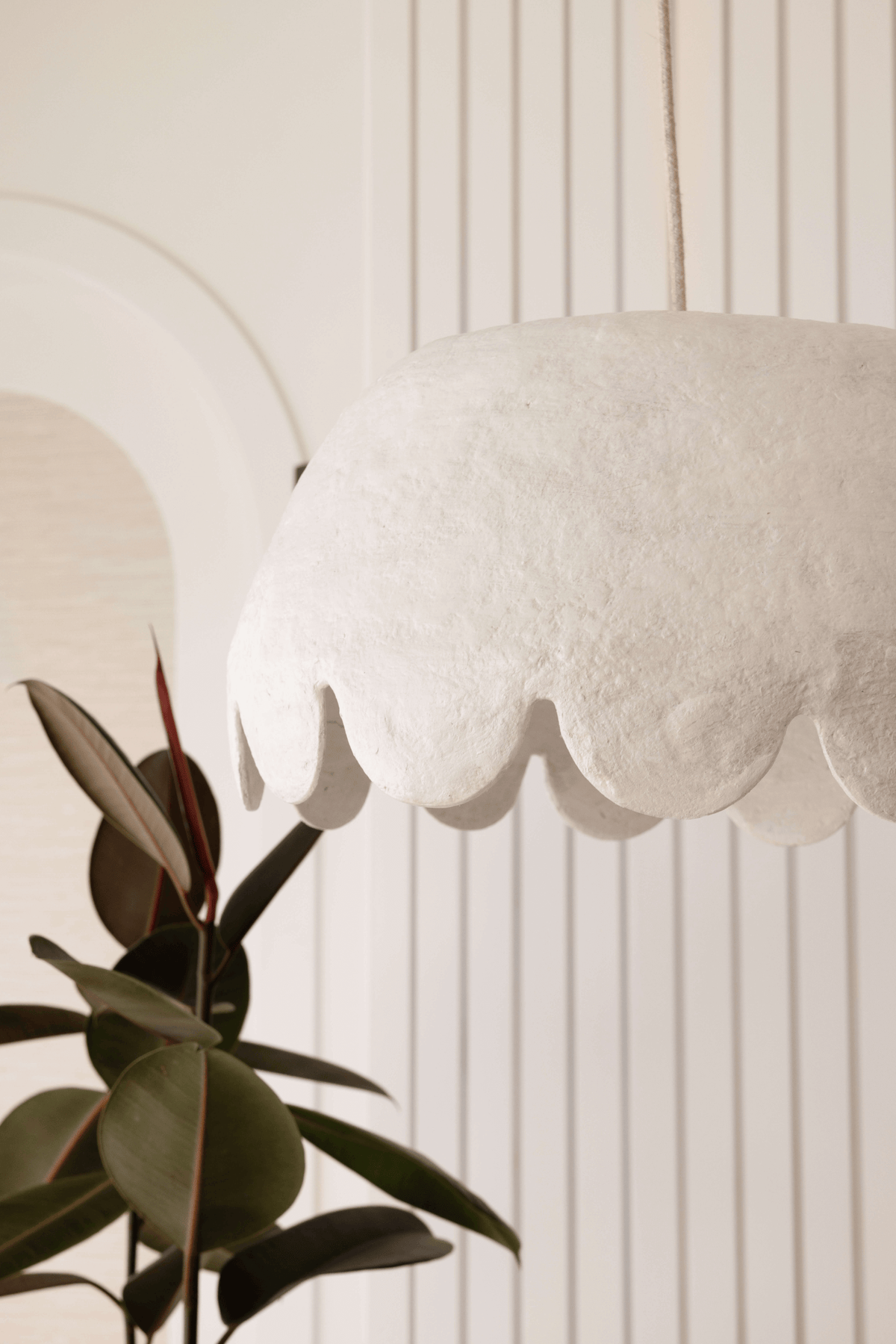 IMPERFECTS (see description) - Scalloped Pendant Light - White - Large