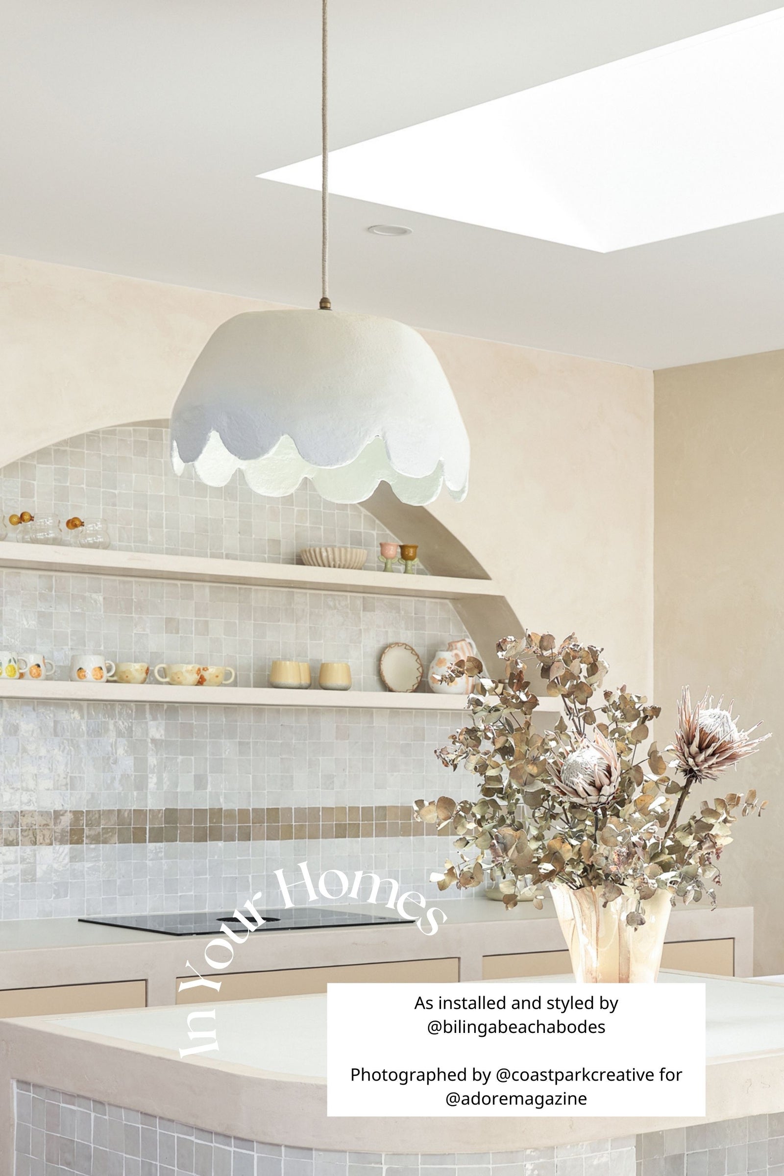 Scalloped Pendant Light - White - Large