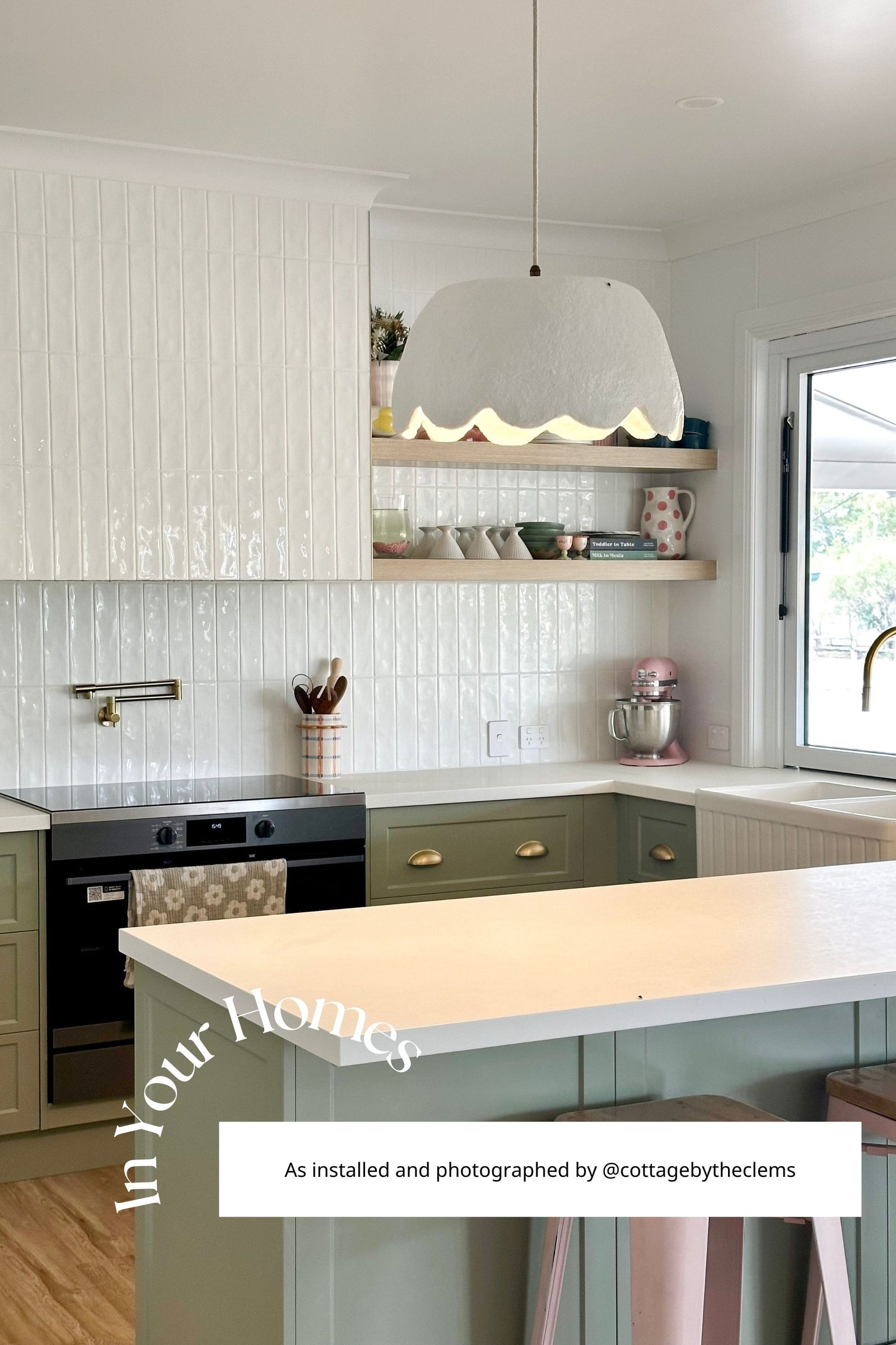 Scalloped Pendant Light - White - Large