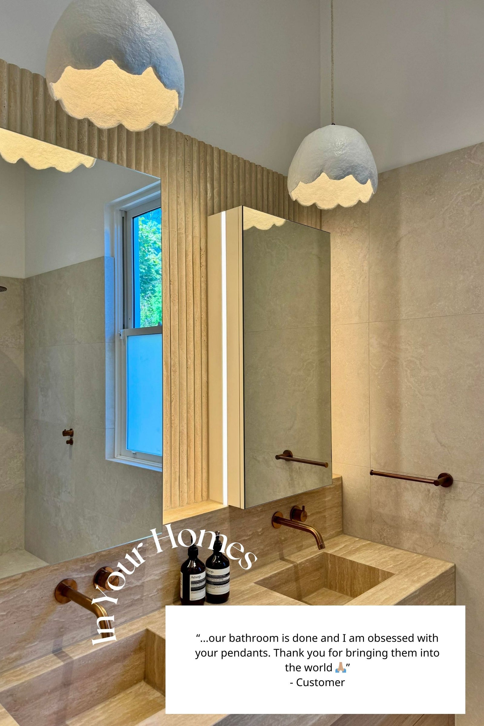 Scalloped Pendant Light - White - Tall Medium