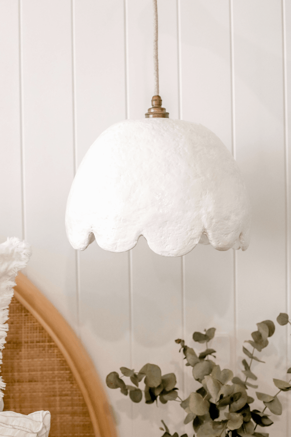 Scalloped Pendant Light White Tall Medium Preorder